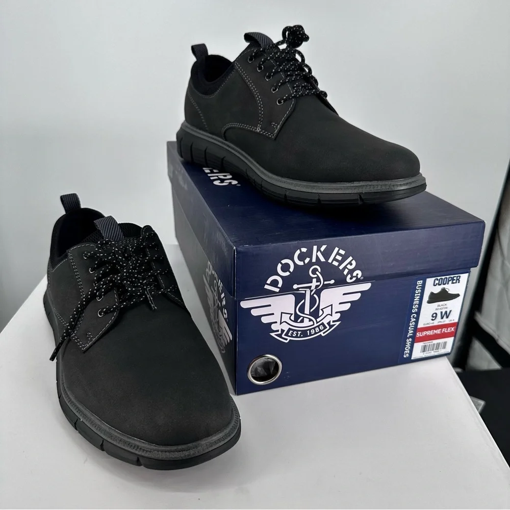 Dockers Men’s Cooper Oxfords in Black size 9 Business Casual Shoes Lace Up NEW